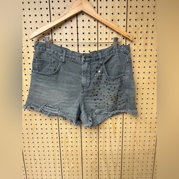 Free People Grey  Embellished Shorts - Picture 1 of 4